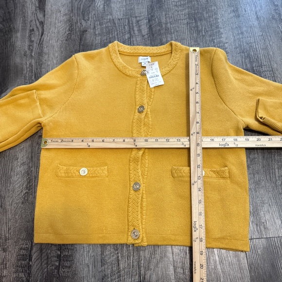 J. Crew Cotton Cardigan Sweater Yellow NWT MSRP $138 - Picture 3 of 5